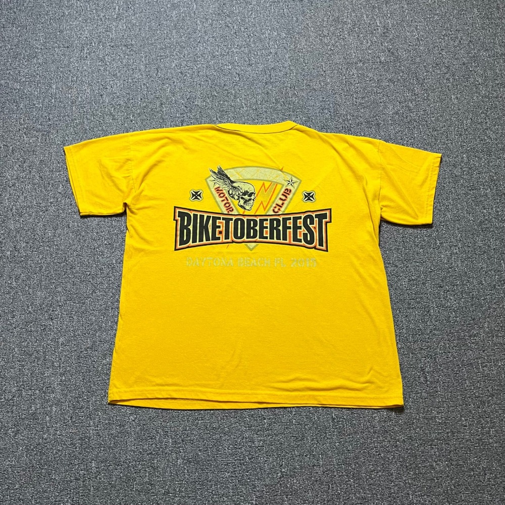 Peace Biketoberfest Daytona Beach 2015 T-Shirt Large Yellow Motor Club Graphic